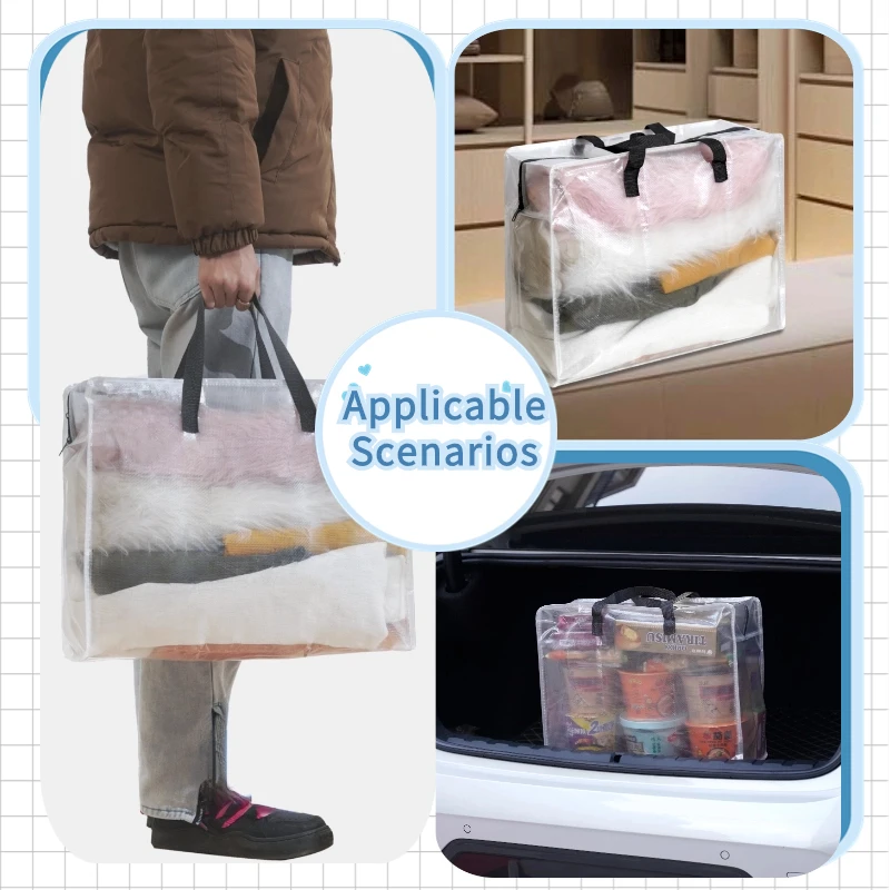 1pcs Heavy Duty Moving Bags with Reinforced Handles - Stronger Handles for Easy Carrying and Storage of Clothes - Clear Storage