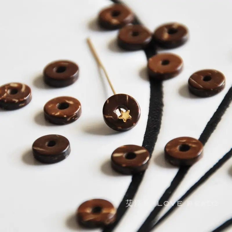 50 pcs/lot Natural Coconut Shell Spacer 5/6/7mm Disc Loose Beads Jewelry Making DIY For Women