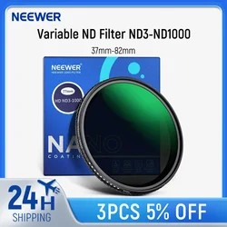 NEEWER Variable ND Filter ND3-ND1000, 1.5-10 Limited Stops Neutral Density Filter with Double Sided 30 Layer Nano Coatings