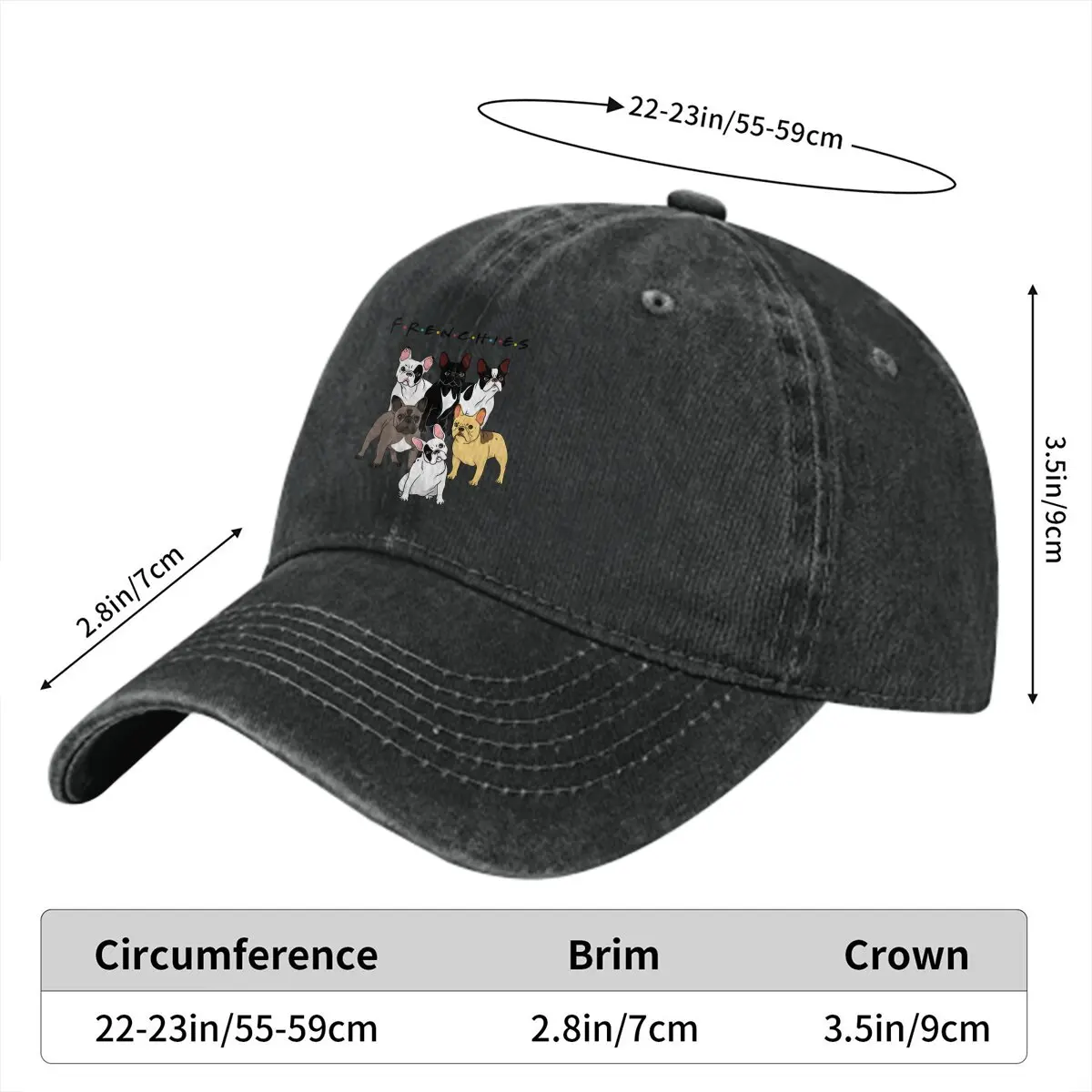 FRENCHIES Baseball Cap Men Hats Women Visor Protection Snapback Dogs Caps