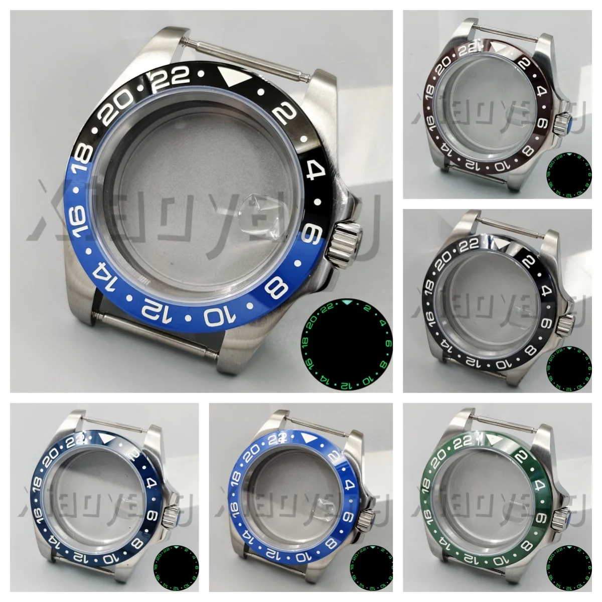 40mm 10ATM SUB Dive Watch Case Fixed 24 Hours Glows Ceramic Bezel Sapphire Glass Fit NH34 NH35 ETA PT5000 Miyota 9015 Ronda 515