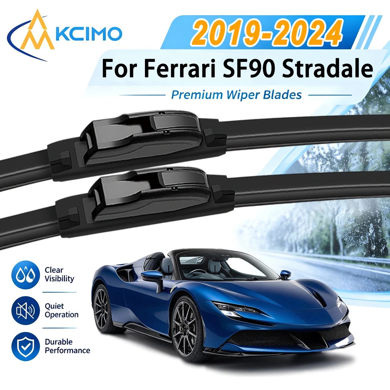 Fast Install Front Wiper Blades For Ferrari SF90 Stradale SF90 Spider F173 2019-2024, Silent Scratch Free Smooth Long Lasting
