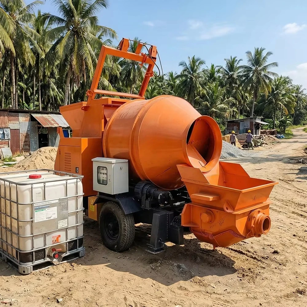 Low Failure Rate Mobile Portable Mini Trailer Concrete Pump Integrated Mixing Long-distance Convey Concrete Mixer with Pump