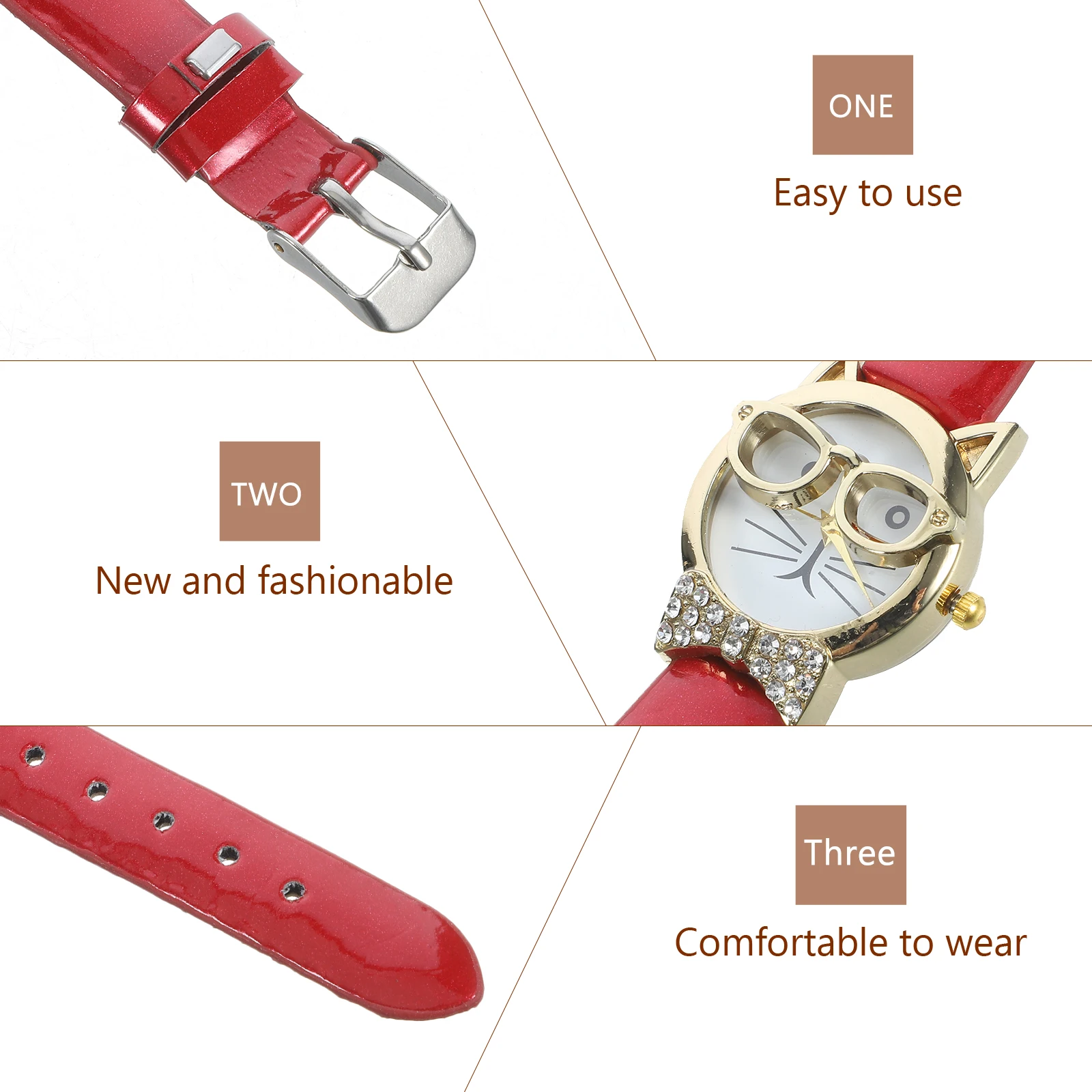 

Cat Analog Childrens Creative and Fun Quartz Cartoon Cats Watches Girls