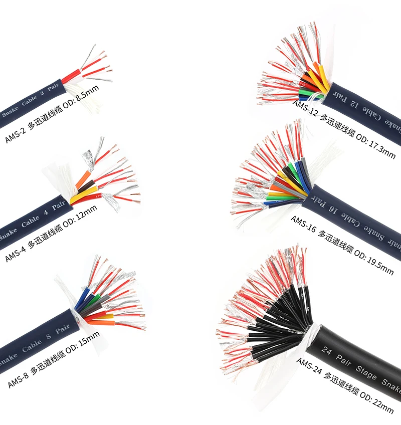 1-10m Multi-Channel Audio Cable 4-Core 8-Way 12-Channel Signal Cable Stage Performance Flow Cable AV Video Audio Control Cable