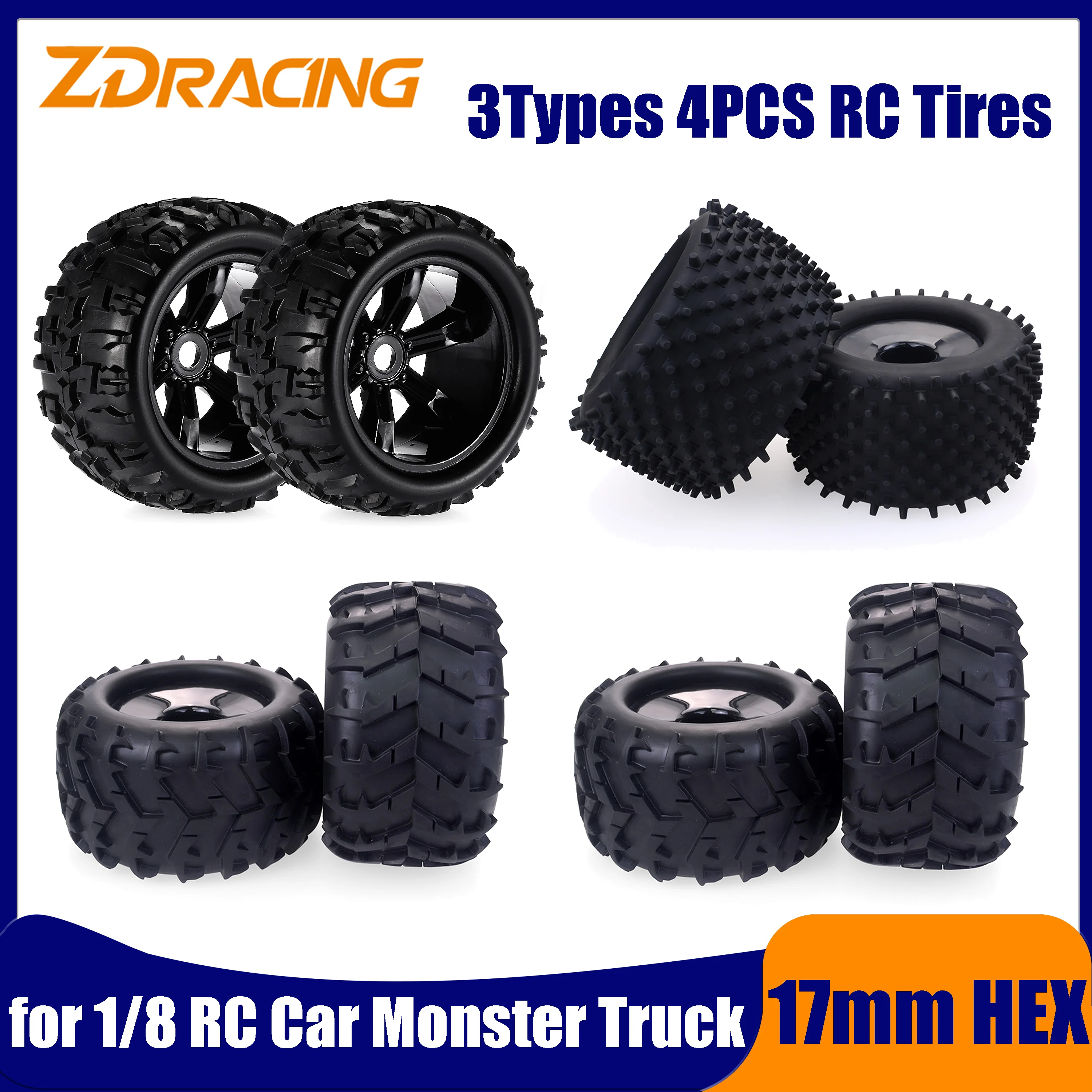 

4 шт. 1/8 ZD Racing 17 мм шестигранные колеса Truggy Monster Truck для радиоуправляемого автомобиля Redcat Hsp Kyosho Hobao Hongnor Team Losi GM DHK HPI