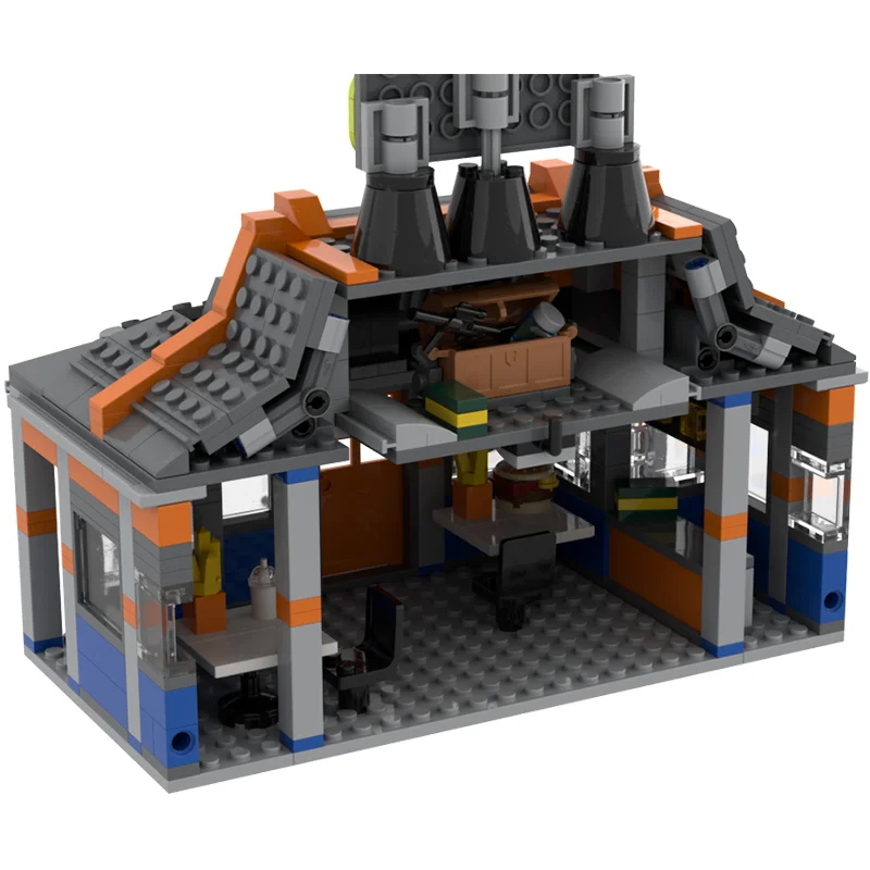 633pcs MOC Battle Island Food Shop Model Building Blocks Construction Toys Christmas Gifts Assemble Creative Idea Collection 3D