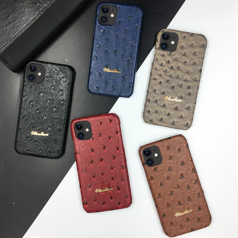 Ostrich Imitation Leather PU Case For iPhone 13 12 11 Pro X XS Max XR Back Hard Cover For iphone 5 6s 6 7 8 Plus Protective Case