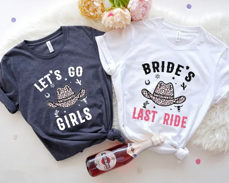 Party T Shirts Last Ride Before She Is A Bride Bridal Party Team  Bridal Tops Harajuku Graphic Clothing Female Casual Tee