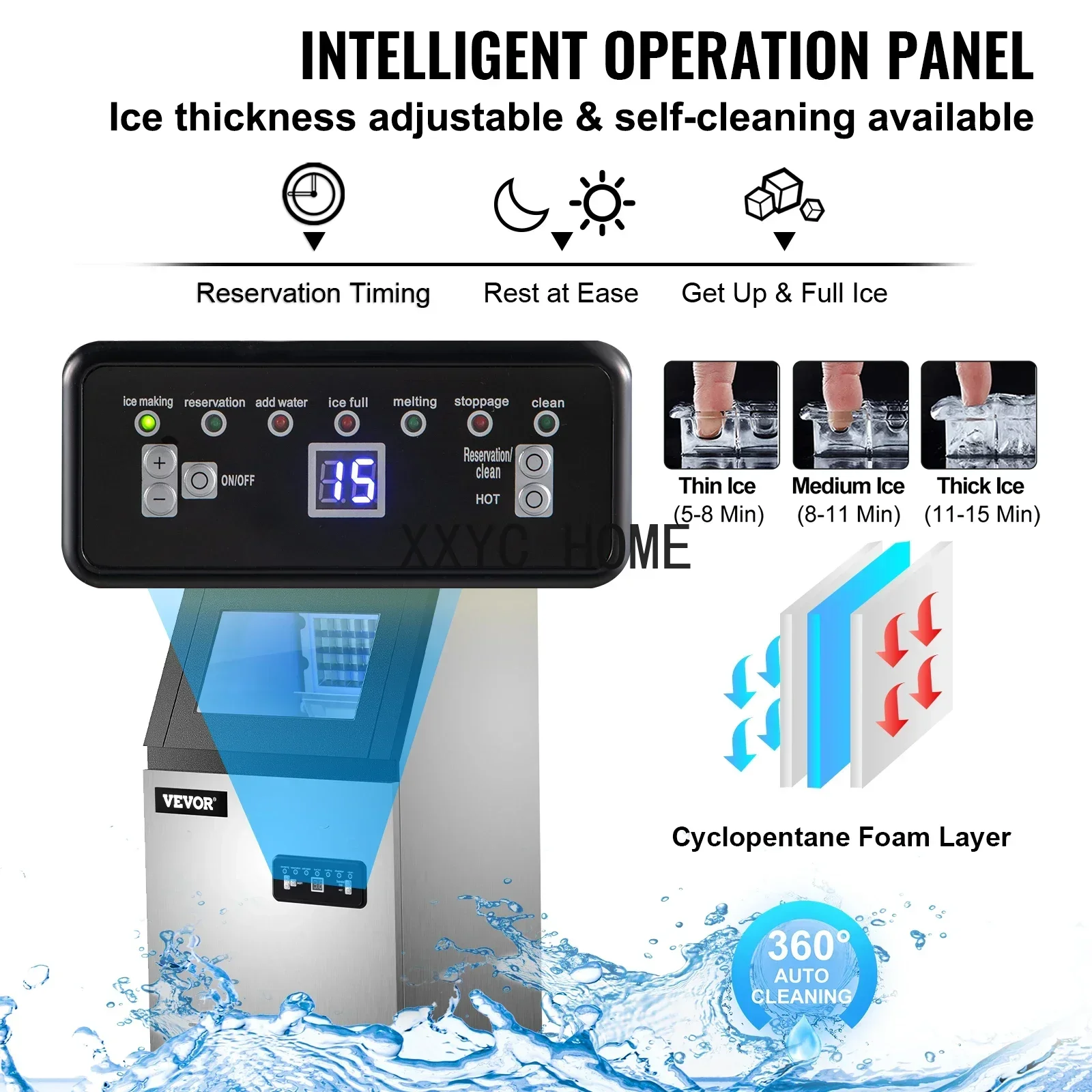 TAO 30KG 35KG 40KG 60KG/24H Commercial Ice Maker Ice Cube Machine High Ice Yield & Storage Home Appliance for Bar Cafeteria