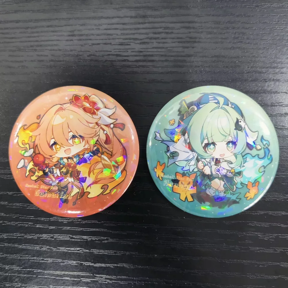 Anime Honkai: Star Rail New Figures Jingliu Guinaifen Topaz Cosplay Metal Laser Badge Cute Decor Pins Model Toy Christmas Gift