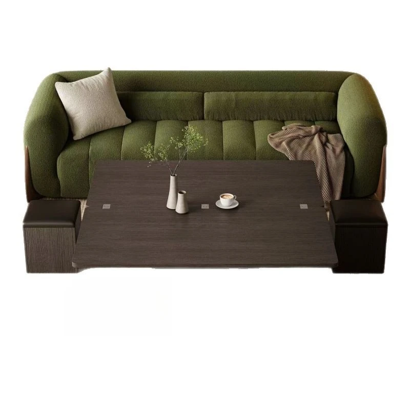 Multifunctional coffee table dining table dual-purpose, lifting and folding, movable, rock slab coffee table stool combination
