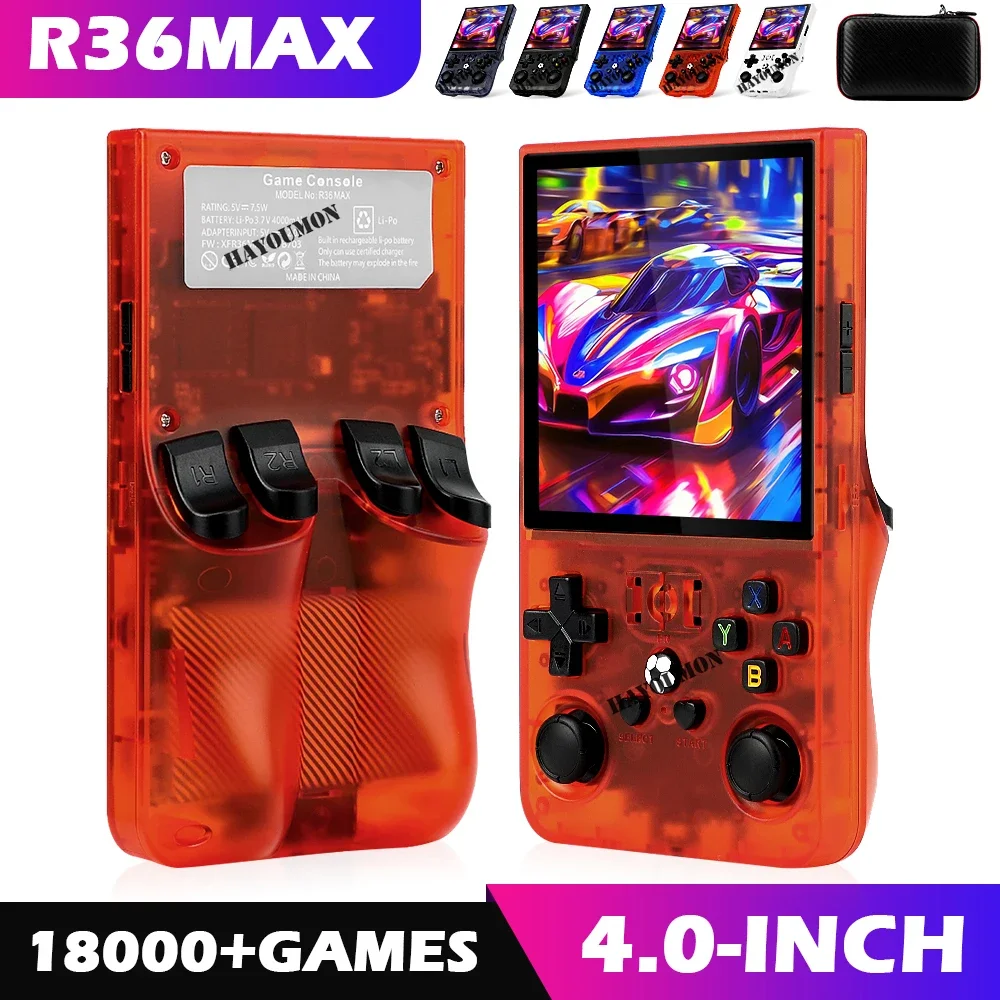 

R36 Max Console Портативные игровые плееры 4-дюймовый IPS HD-экран Консоль с открытым исходным кодом Ретро Карманный видеоплеер 64G/128G До 20000+ игр