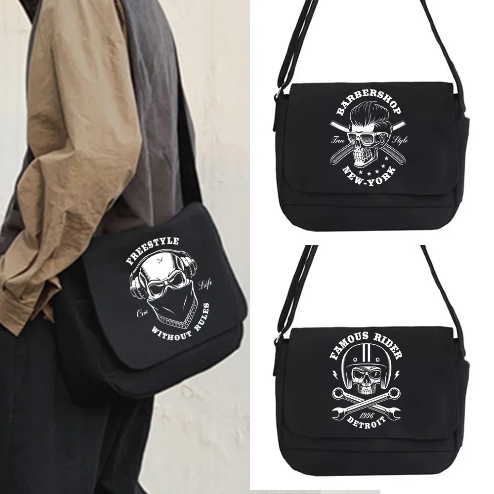 

2023 Shoulder Bag Women Bags Casual Version Wild Messenger Case Skull Print Organizer ese Harajuku Canvas Crossbody Packet