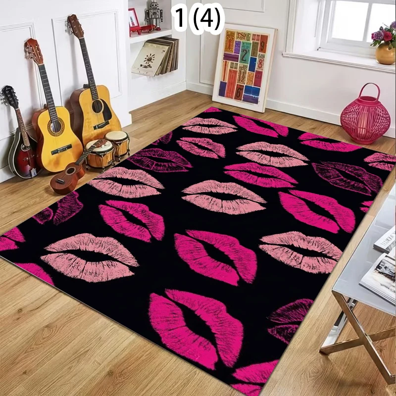 Red Lip Pattern Rug Soft Non Slip Rug Living Room Trendy Bold Color Style Home Decor Mat  Carpets for Living Room  Rugs Living