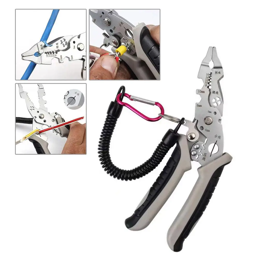 Multi-Function Professional Elbow Wire Stripper Pliers Crimping Tool Electrician Wire Crimping Cutter Wiring Scissors Hand Tool