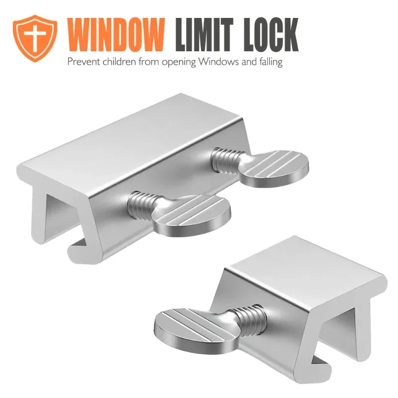 Aluminum Alloy Door Frame Safety Lock Adjustable Security Window Lock Free Punch Window Limit Stop Locks for Child Home Bedroom