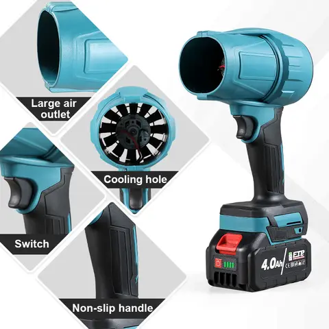 1500W 21V 전기 터보 공기 송풍기 제트 팬 200 메터/초 무선 폭력 자동차 건조기 Makita 18V 배터리 용 휴대용 먼지 불어 도구