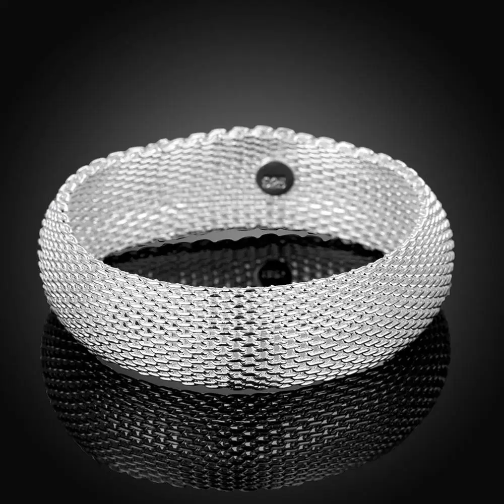 Hot 925 Sterling Silver Bracelets for Women fine Round net bangle Fashion Wedding Party Christmas Gifts Girl student Jewelry