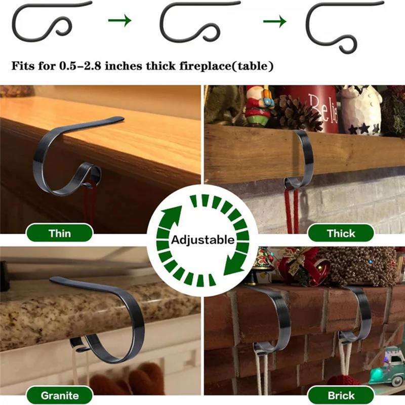 Hot Selling-Fireplaces Christmas 4Pcs Metal Hooks Slip Stocking Holder Home Table Handbag Hanger Decoration,Fireplaces Christmas