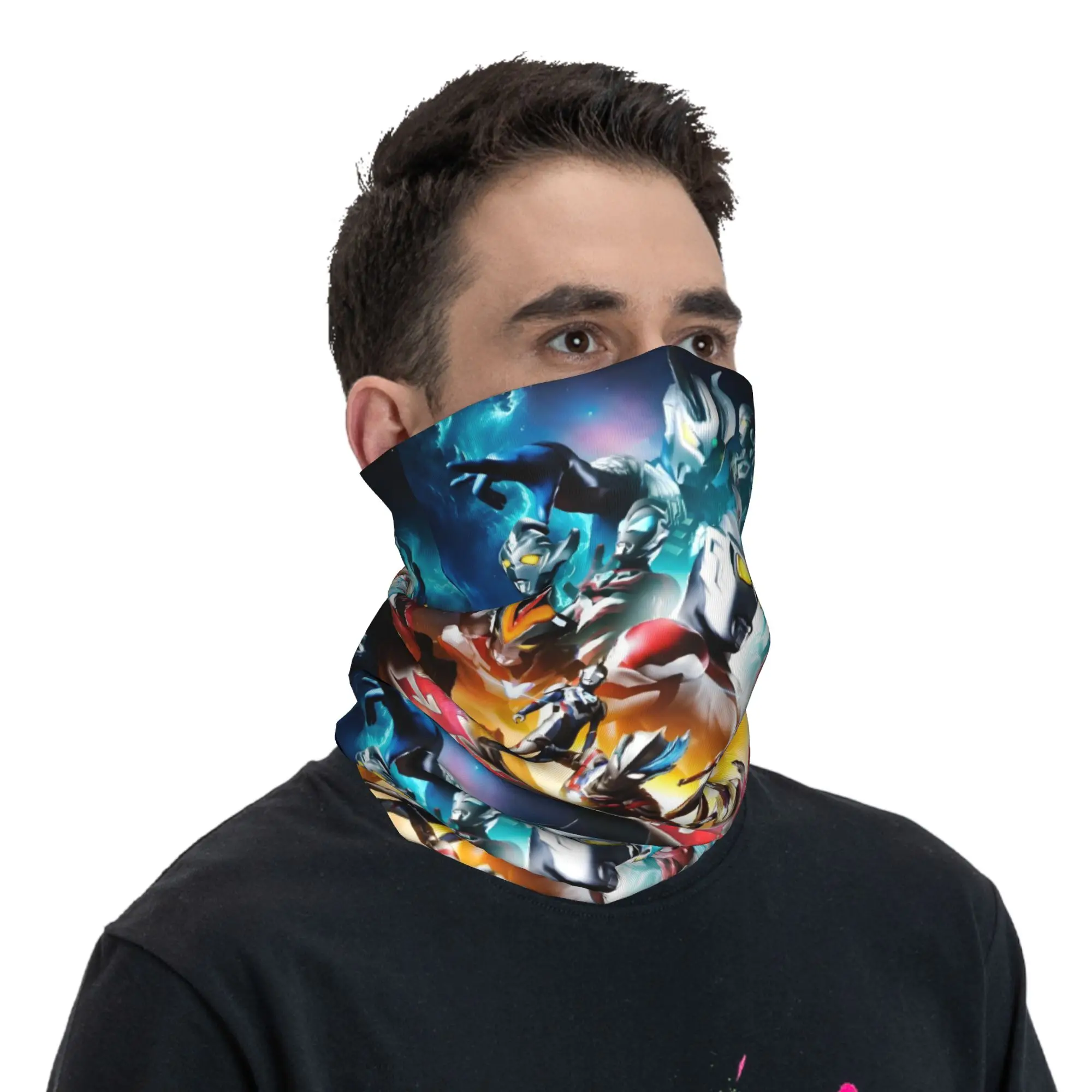 Custom Ultraman Japan Comic Bandana Winter Neck Warmer Men Windproof Wrap Face Scarf for Ski Manga Gaiter Headband view 5