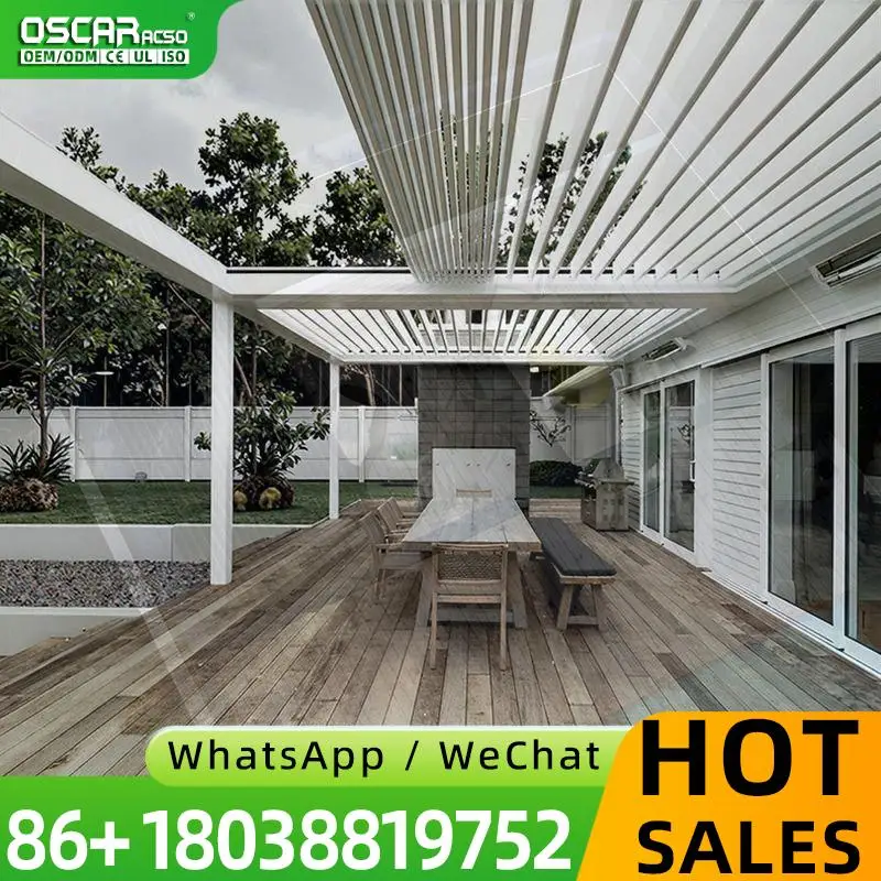 3X3 3X4 4X4 6X4m Outdoor Waterproof Aluminium Bioclimatic Pergola Cover Aluminum Louvered Pergola pergola view 2
