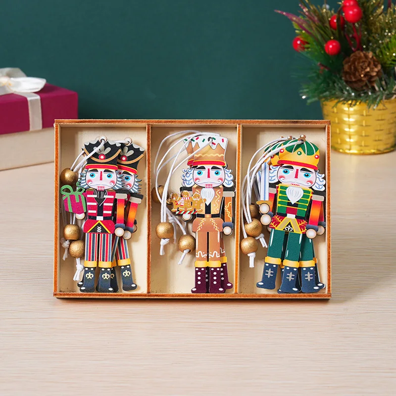 

1Set Mini Wooden Nutcracker Ornament Soldier Figure Christmas Tree Pendant Xmas Decor Statues Gifts For Friends Kid New Year