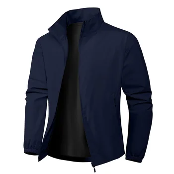 Men's Autumn Stand Collar Lightweight Jacket Casual Outdoor Sports Solid Color Breathable Fitness Running Streetwear Versatile 10