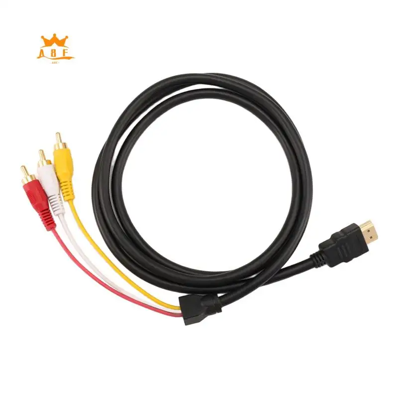 A08E-1Piece  To RCA Cable 5Ft/-Compatible Male To 3-RCA Video Audio AV Cable For TV HDTV