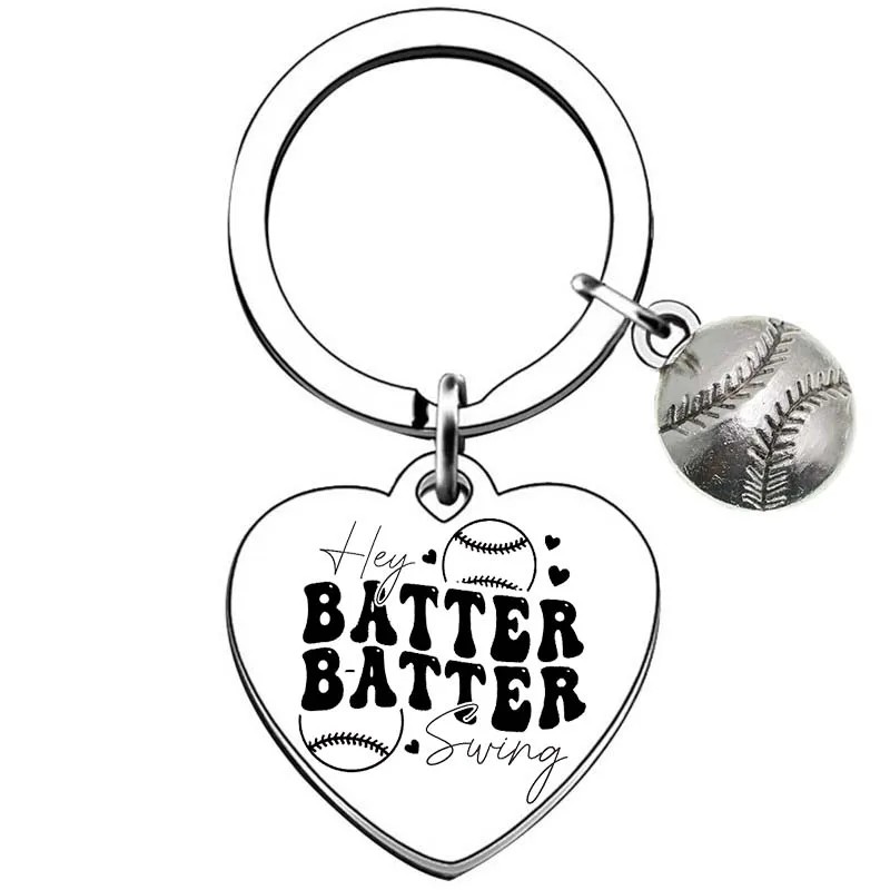 Heart shape Batter Swing keychain Funny Baseball Gift mom Baseball Player Gift Baseballs Lovers Fans trainer key chains