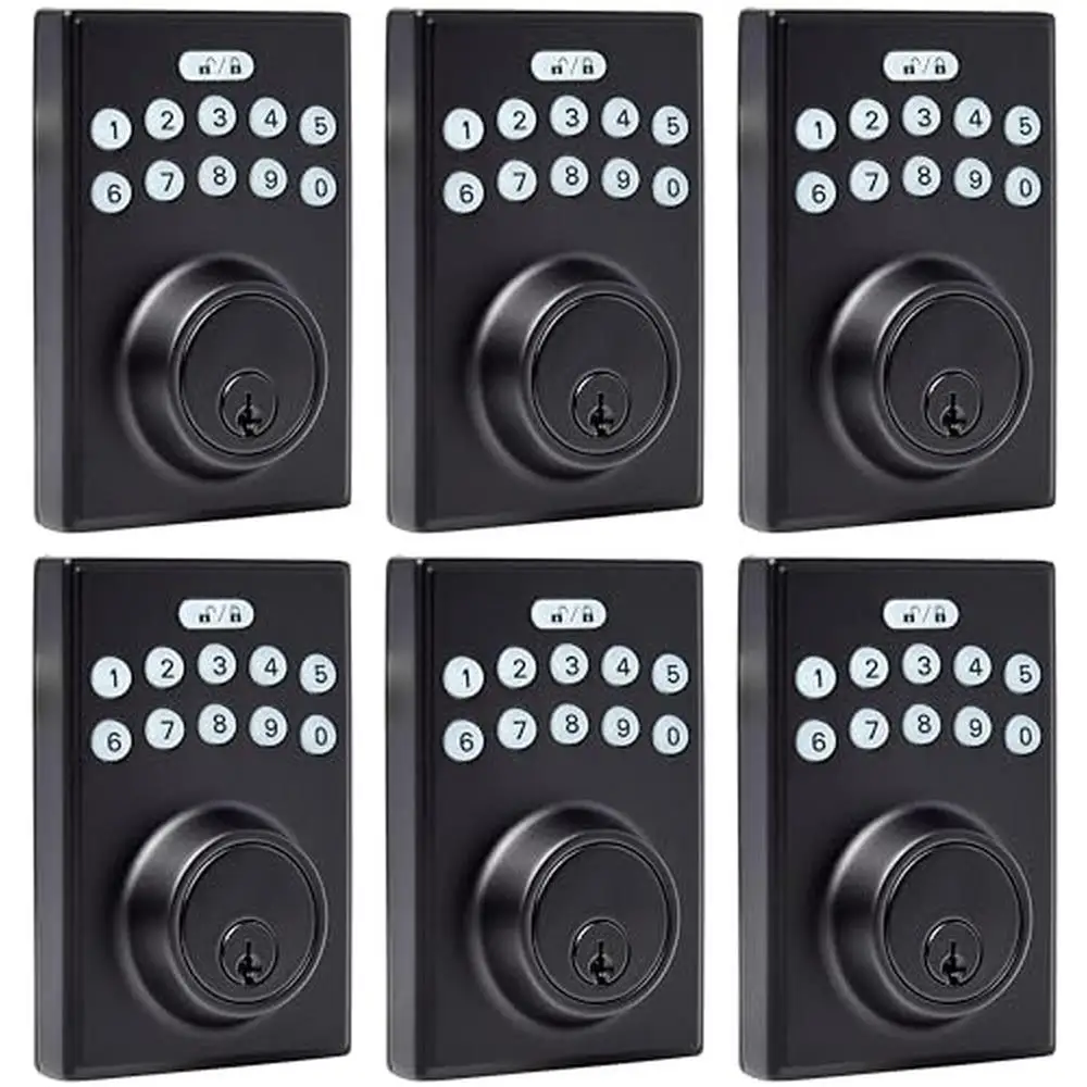 Keyless Entry Electronic Deadbolt Door Lock Matte Black 6-Pack Single Cylinder Touch-Control Keypad Key Lock Residential