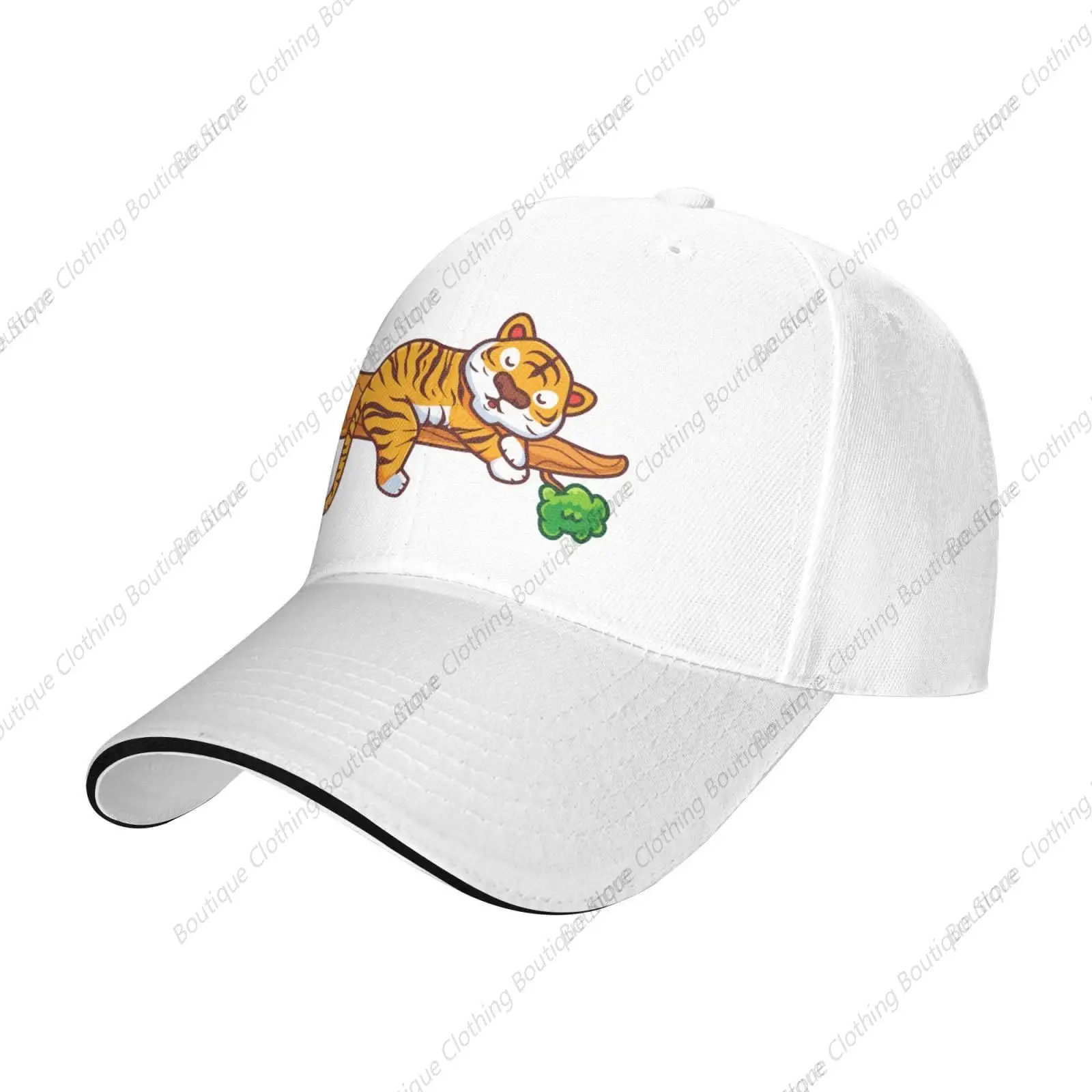 

Cute Tiger Sleeping in a Tree Baseball Cap Women Men Hat Adjustable Golf Caps Dad Sun Hat White