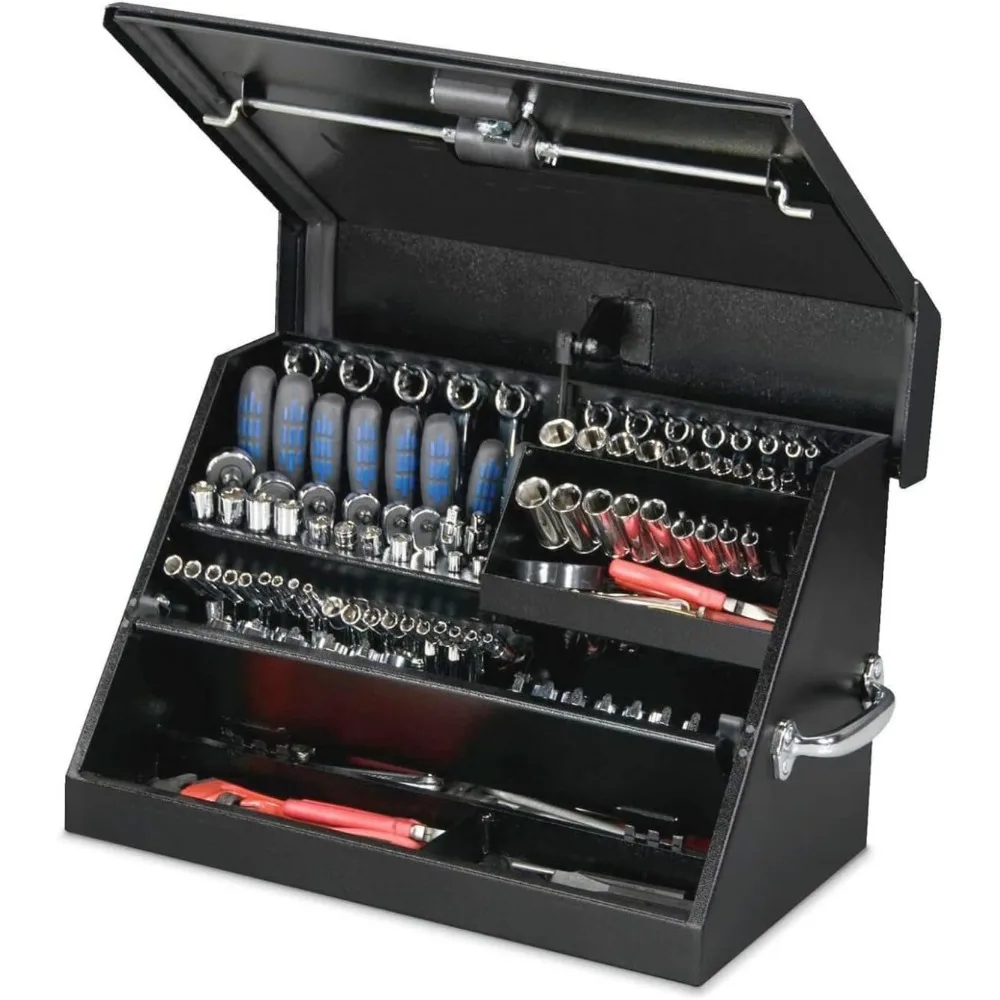 Montezuma SM200B Cassetta degli attrezzi triangolare portatile da 22,5 pollici con acciaio resistente e stoccaggio metrico/SAE