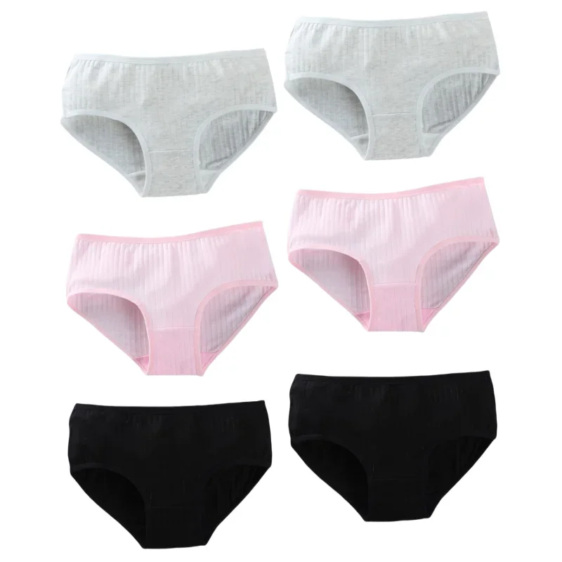 6pc Teenager Briefs Girls Underwear Cotton Briefs Sports Letters Breathable Briefs Pupils 8-14 Years