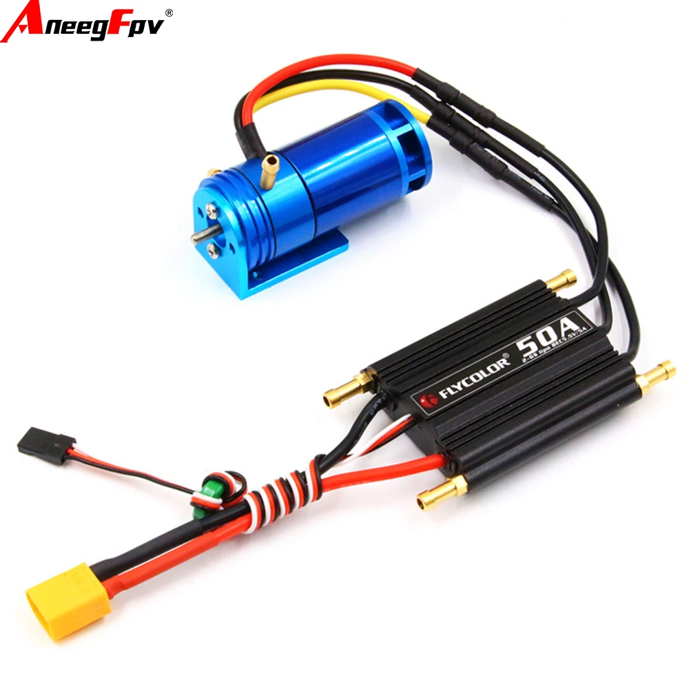 

Brushless Power Drive Set for RC Boat 2-4S 2862 2800KV Water--Cooling Motor with Flycolor 50A ESC 5.5V/5V BEC Boat Racing Model