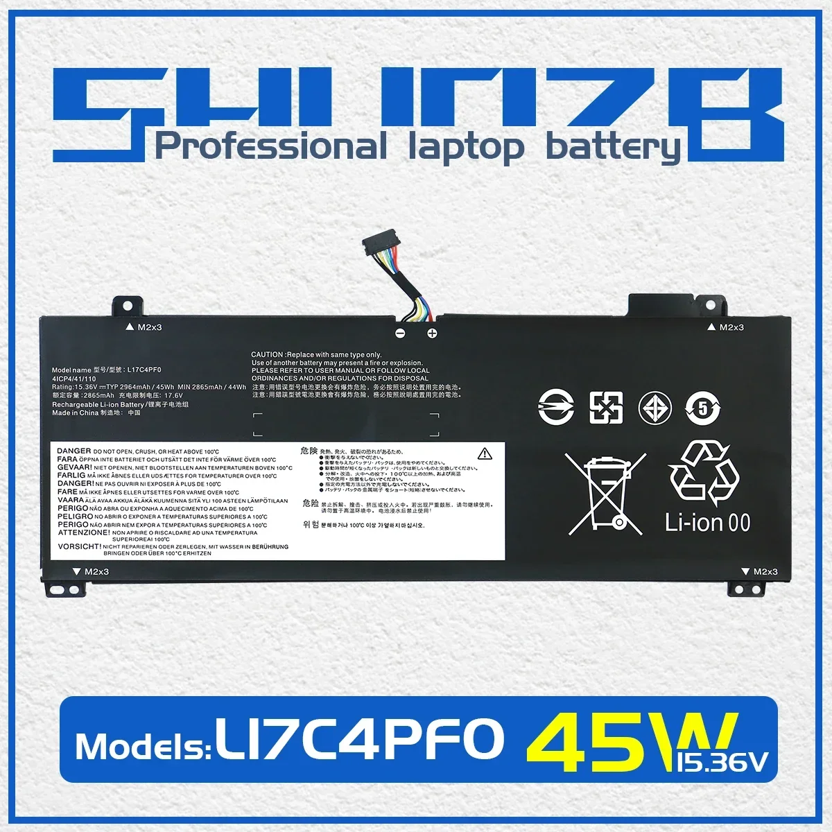 

SHUOZB L17C4PF0 Laptop Battery For Lenovo Ideapad S530-13IWL xiaoxin Air 13IWL 13IML L17M4PF0 5B10W67405 5B10W67314 15.36V 45WH