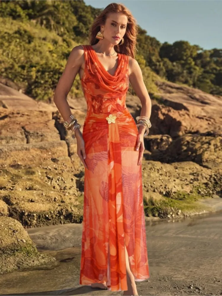 Retro Bikini Printed Fashion Two Piece Swimsuit And Cover Up With Skirt Tight Women's Bandage Summer Beach Luxury Elegant