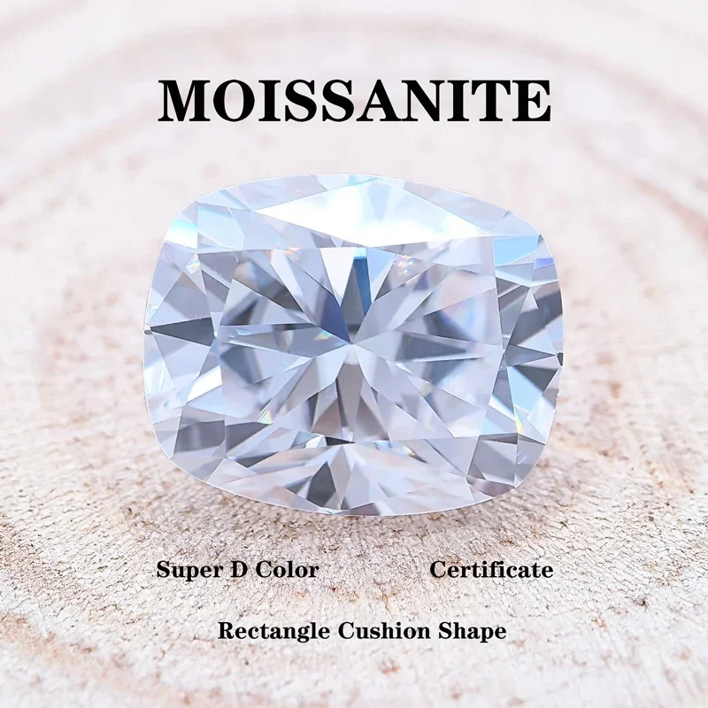 Moissanite Stone Super White D Color VVS1 Rectangle Cushion Shape DIY Advanced Jewelry Making Materials with Certificate