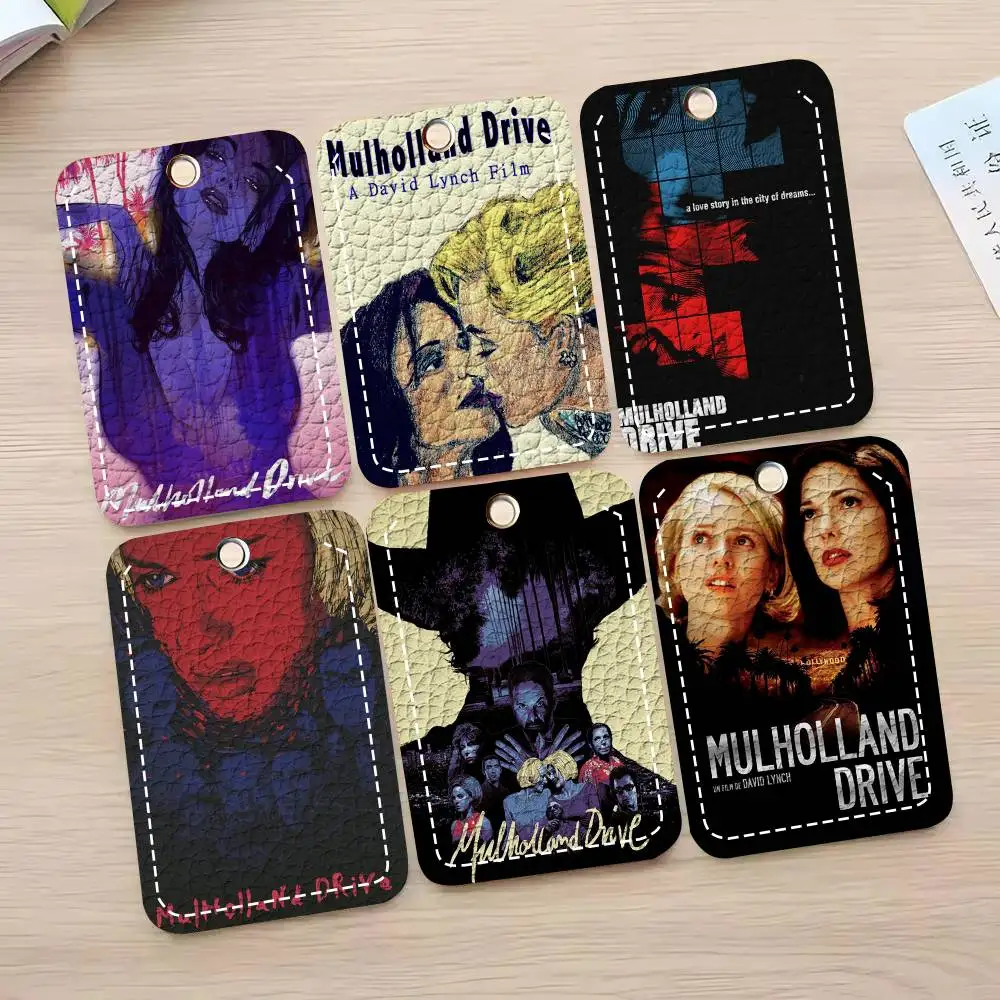 M-Mulholland Drive Mystery Movie Card Case Keychain Access Card Bag Key Tag Ring Leather Card Holder Key Ring Access
