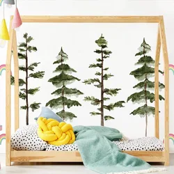 Large Watercolor Pine Tree Wall Sticker Living Room Bedroom Wilderness Woodland Tree Forest Wall Decal Dinning Room Home Decor