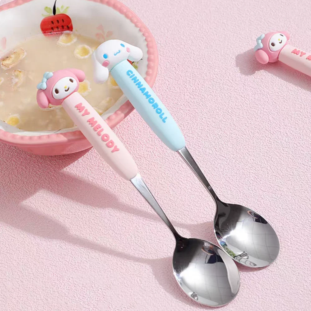 

Набор из натуральной аниме Sanrio Cinnamoroll, набор ложек и вилок Kawaii Melody, домашняя кухня, наборы посуды с героями мультфильмов, подарки на день рождения для девочек