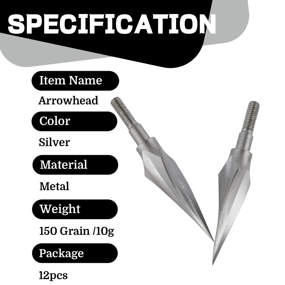 

Наконечники для стрел 12X, традиционные, 150 гран, для охоты с луком, 12 шт., винтовые, для стрельбы из лука