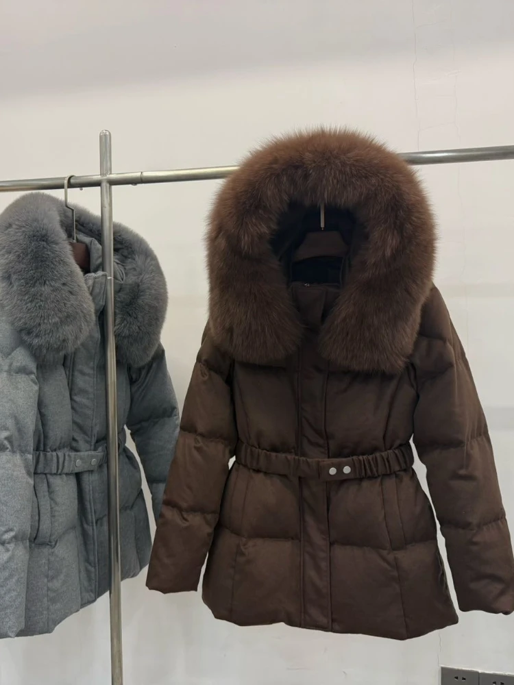 

Reality Fur for Women Real Fox Fur Women's Winter Down Jacket Hooded Real Fur Coats for Woman Goose Down Jacket with Fur