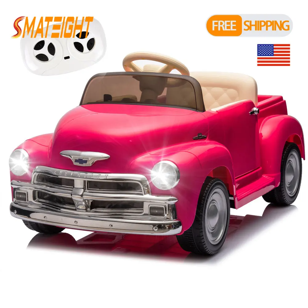 รถกระบะเด็กขับได้ 12V รุ่นเชฟโรเลต 3100 ของแท้ รถยนต์ไฟฟ้าสำหรับเด็ก ดีไซน์วินเทจ กำลังสูง ความเร็วสูงสุด 4.35 กม./ชม. สำหรับเด็กอายุ 3 ปีขึ้นไป