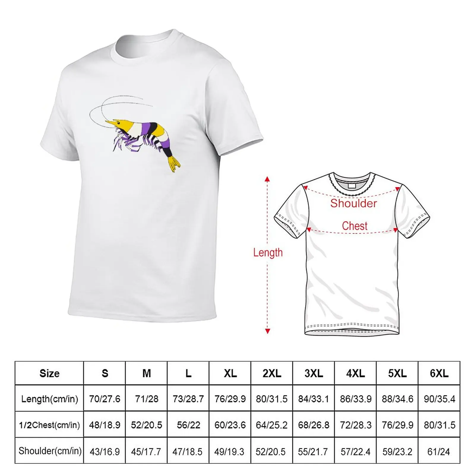 New Nonbinary Shrimp T-Shirt vintage clothes anime clothes Short t-shirt heavyweight t shirts for men