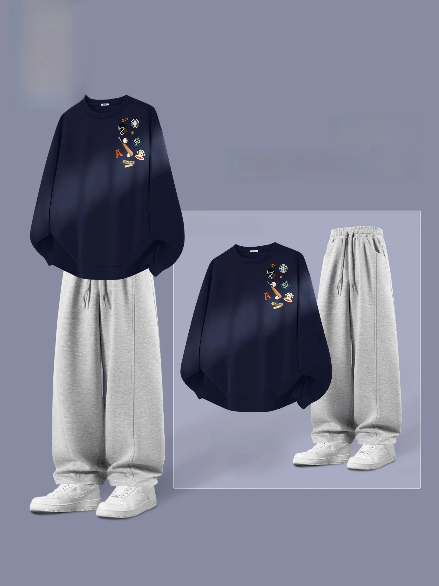 

Men's Sportswear Set Spring Air Layered Sweatirt Pants Two-Piece Set Comfortable Breathable Polyester Blend