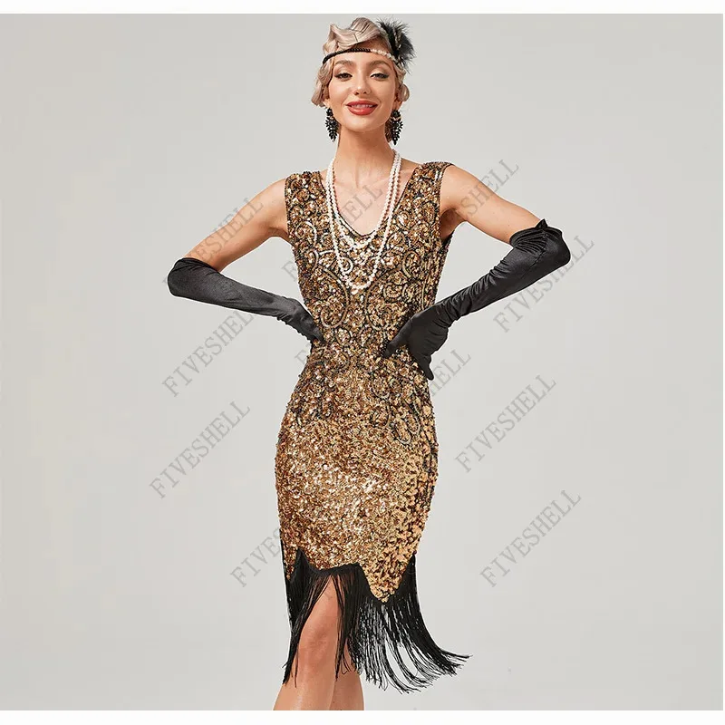 

Didi 211 Плюс Размер 1920-х годов Длинные бахромы с блестками и бусинами Хлопушка Ревущие 20-х годов Великий Гэтсби Арт-деко Элегантное женское платье