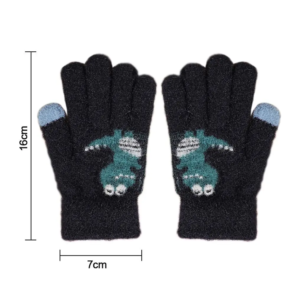 Cute Plush Cartoon Dinosaur Kids Mittens Winter Warm Thicken Gloves Children Full Finger Gloves