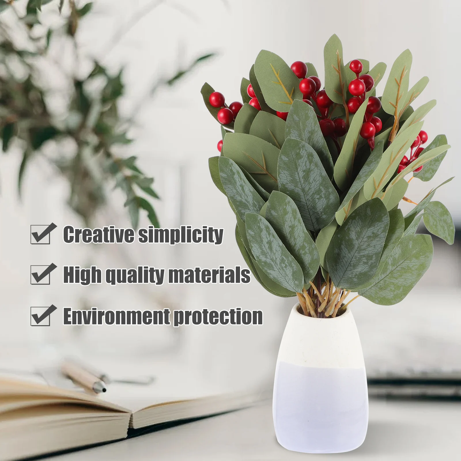 

10Pcs Faux Eucalyptus Leaves Artificial Greenery Decoration Realistic Simulation for Wedding Home Party Photo Prop Plastic Plant