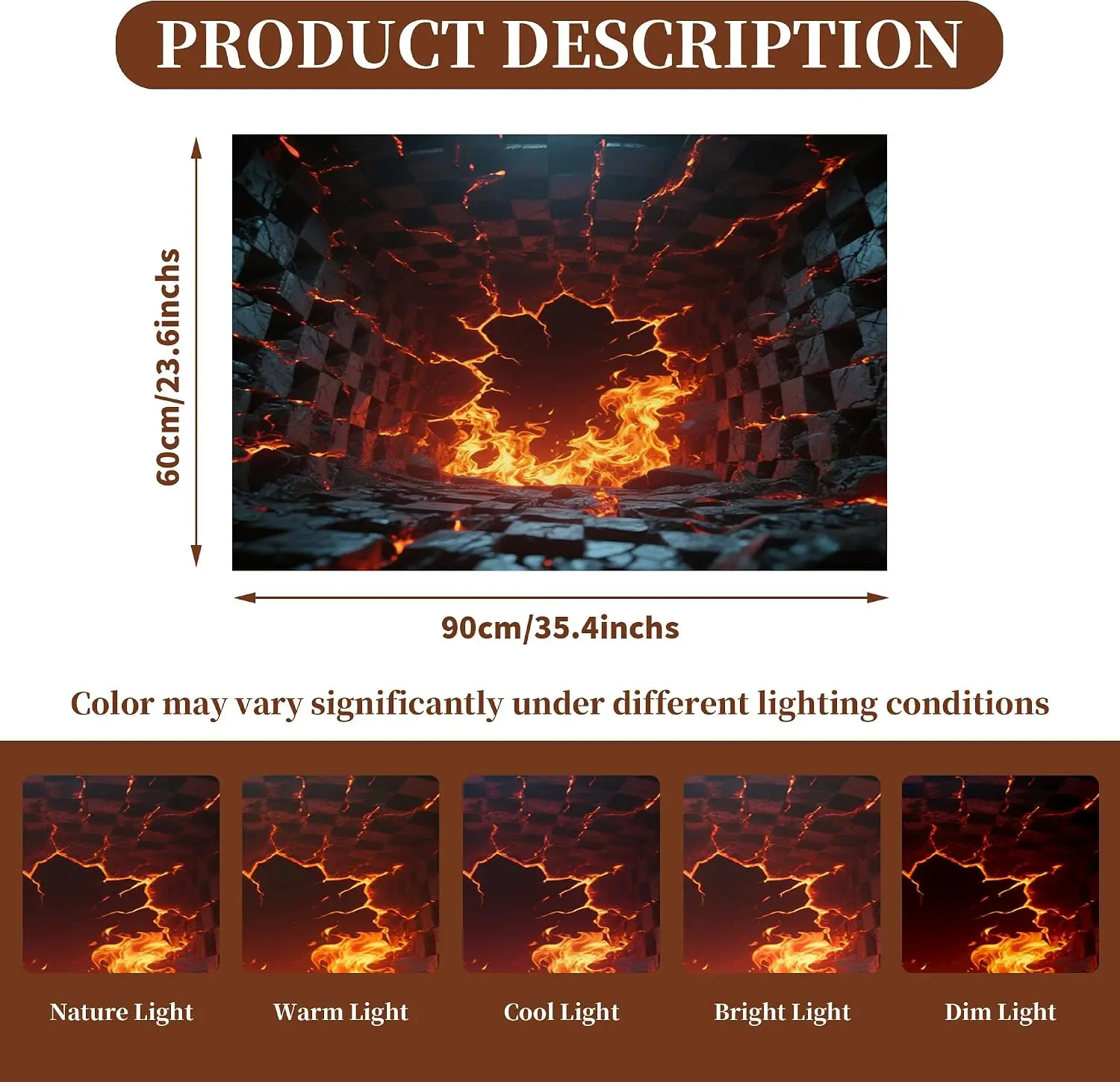 3D Cracked Fire Hole Area Rug, Cool Optical Illusion Lava Print, Non-Slip Washable Mat for Bedroom Room Game Room Indoor Decor